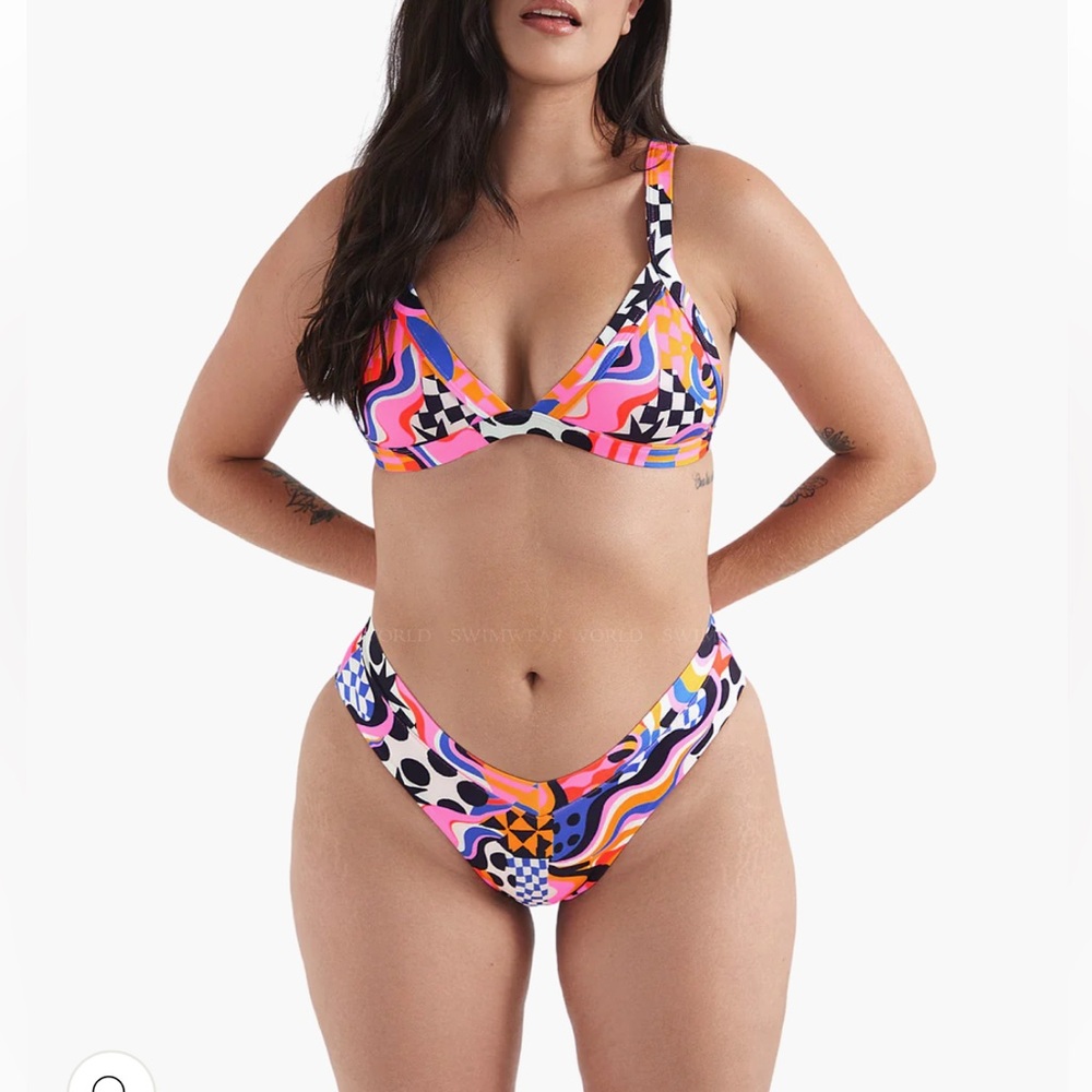 Oneone Swim Bikini set Multicolor Retro Print Large top and medium bottom